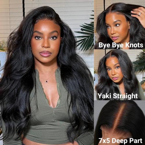 7x5 Invisible Knots Yaki Straight Deep Part Wig