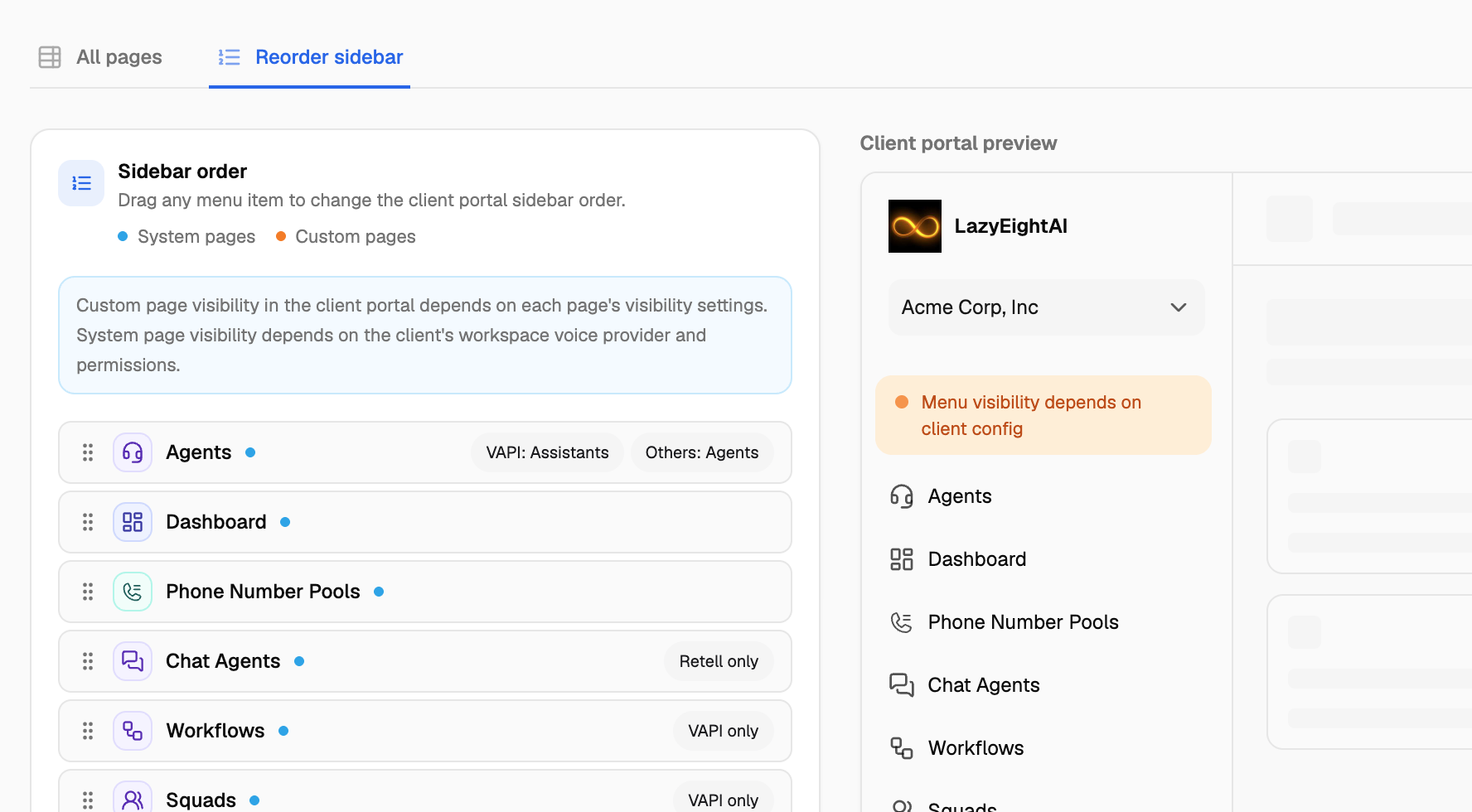 Retell AI Agency Portal Configuration